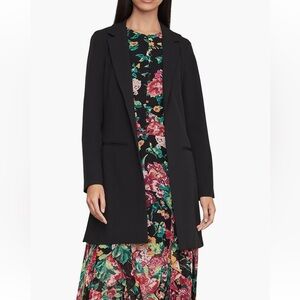 Floral Asymmetrical Hem Dress with Black Blazer